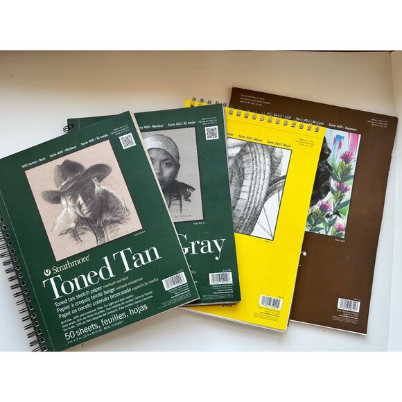 Strathmore 400 & 300 Series Sketch Pads Bundle - Toned Tan & Gray (50 Sheets) Ye - Picture 1 of 9